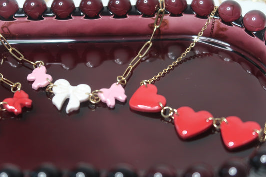 bow chain charm necklace